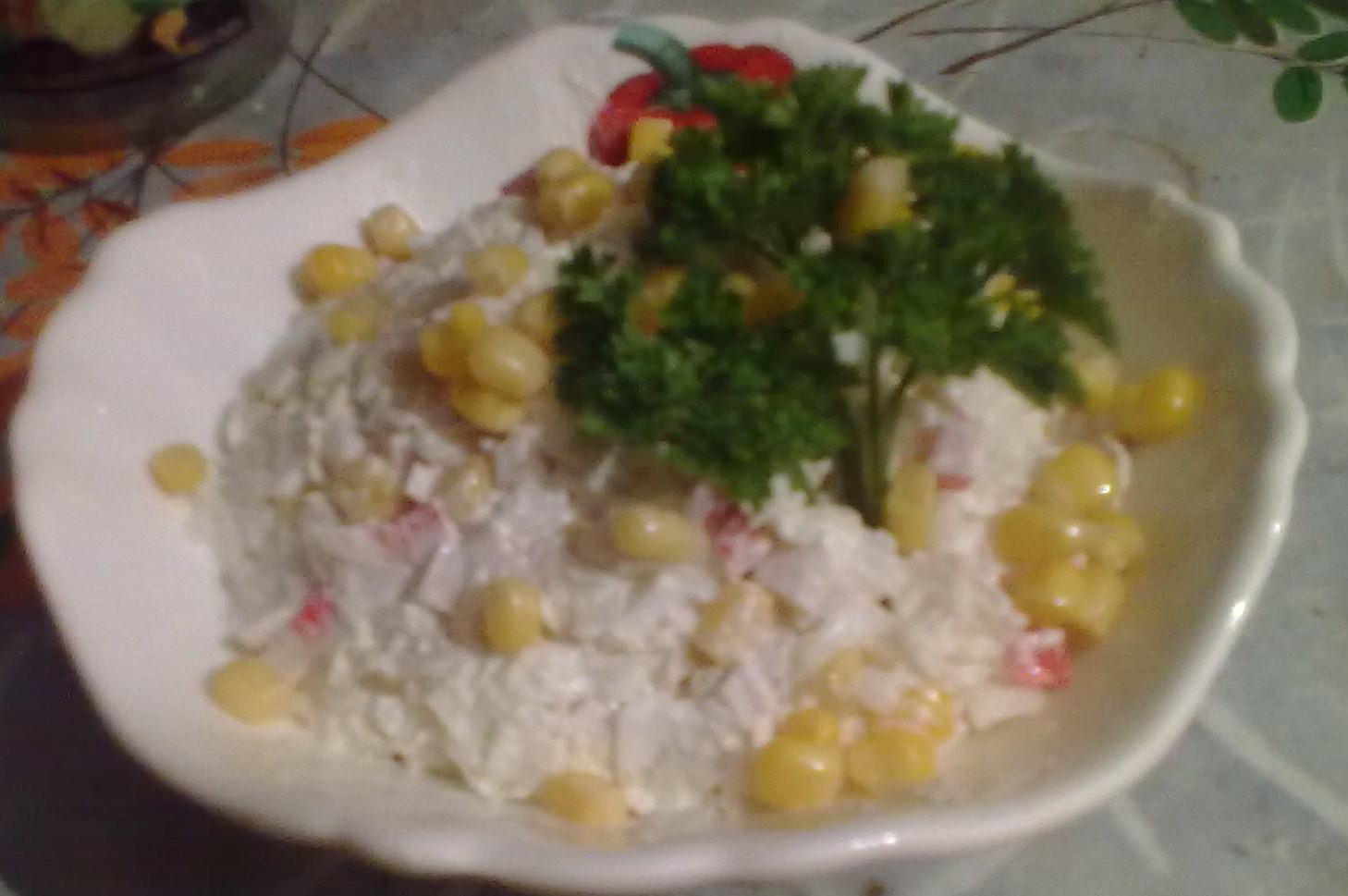 Крабовый салат с кукурузой и пекинской капустой
