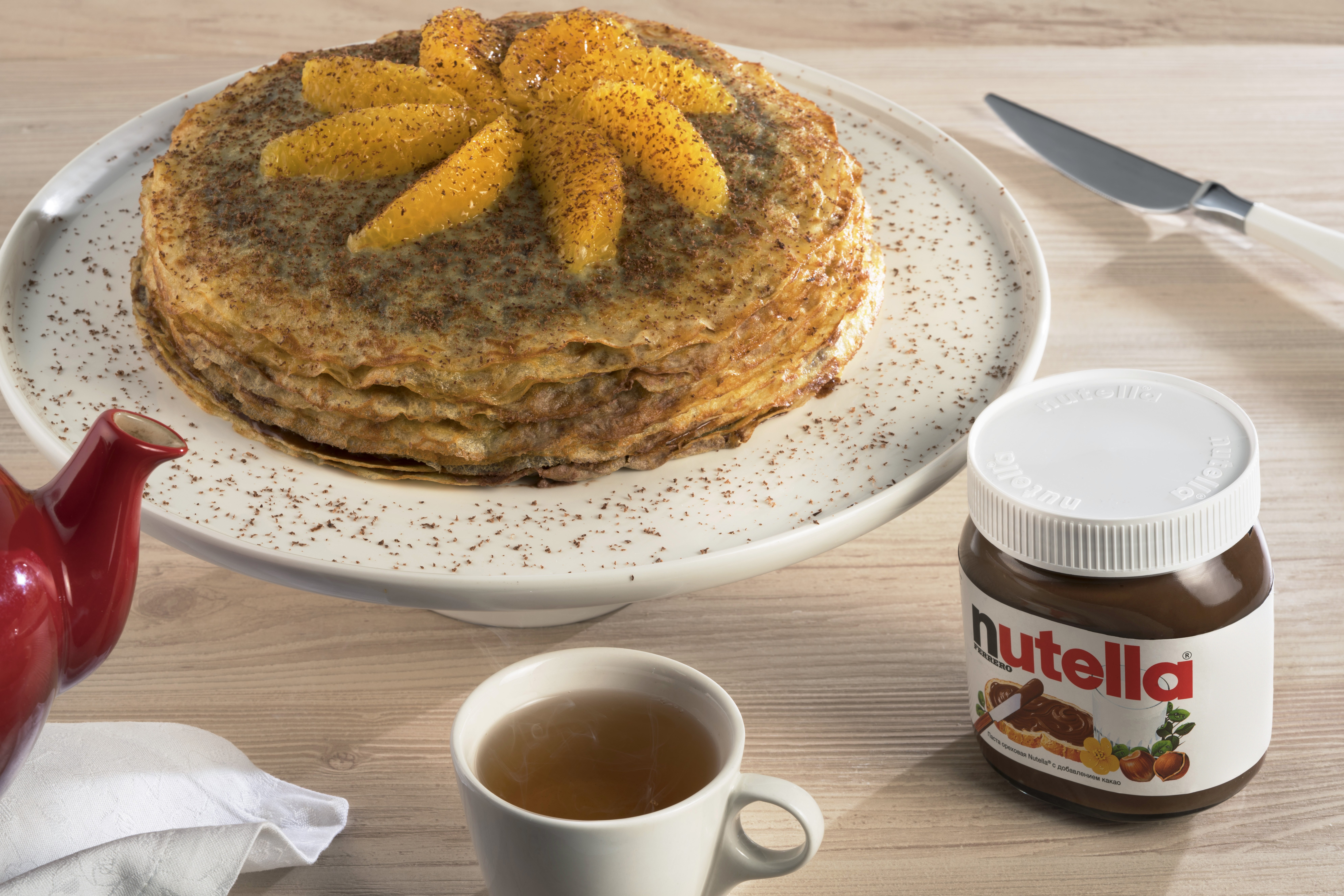 Французский блинный торт с Nutella и апельсиновой цедрой