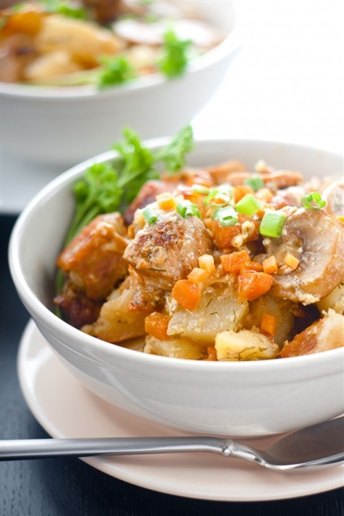 Жареный картофель с мясом по-корейски
