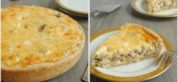 Лоранский пирог с курицей и грибами