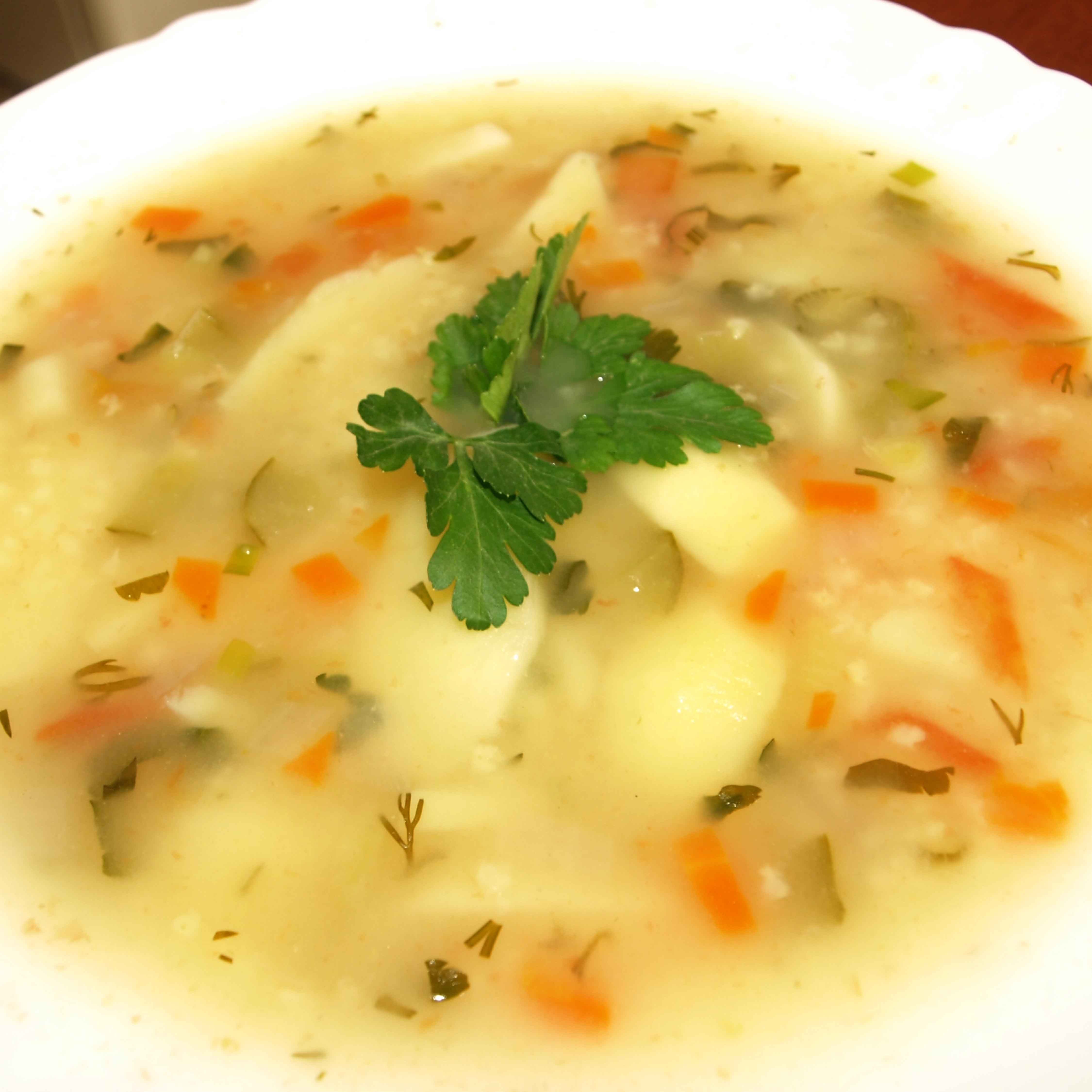Рассольник на курином бульоне с пшеном