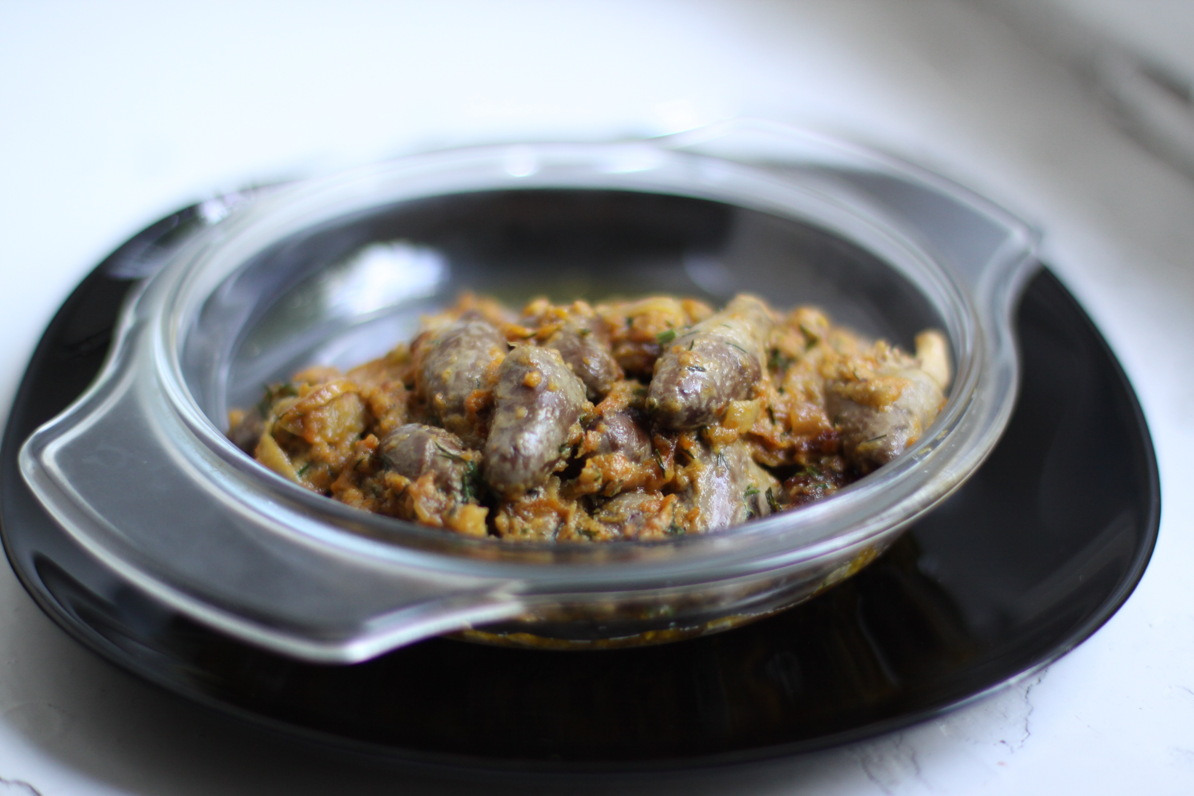 Куриные сердца со сливками