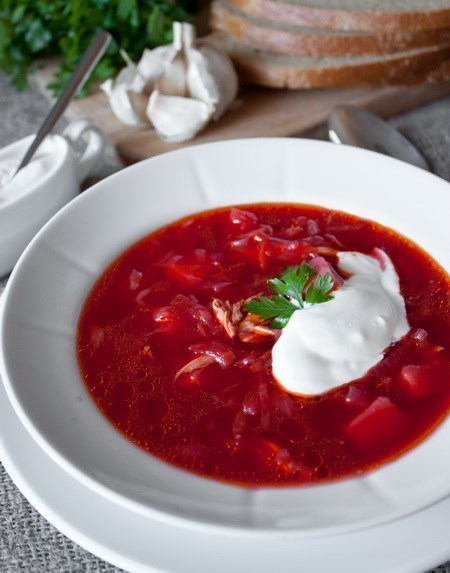 Борщ из баранины со свежей и квашеной капустой