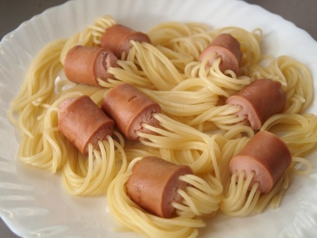 сосиски с макаронами внутри рецепт с фото онлайн сосиски с макаронами внутри рецепт с фото